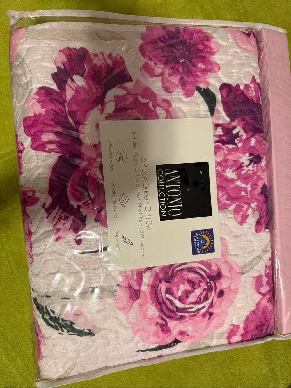 Pink Floral Quilt Set - 6 Piece